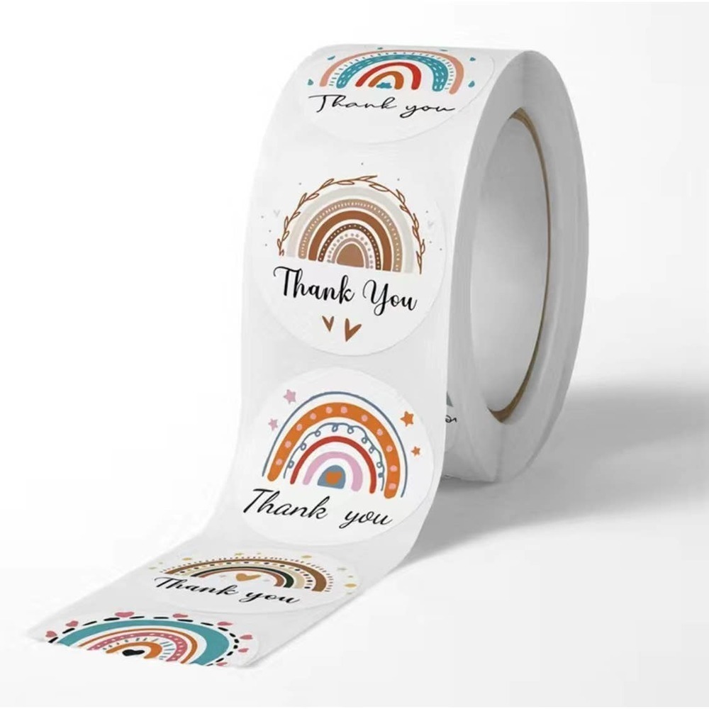 Rainbow Boho Thank You Stickers 500 Piece for Packages
